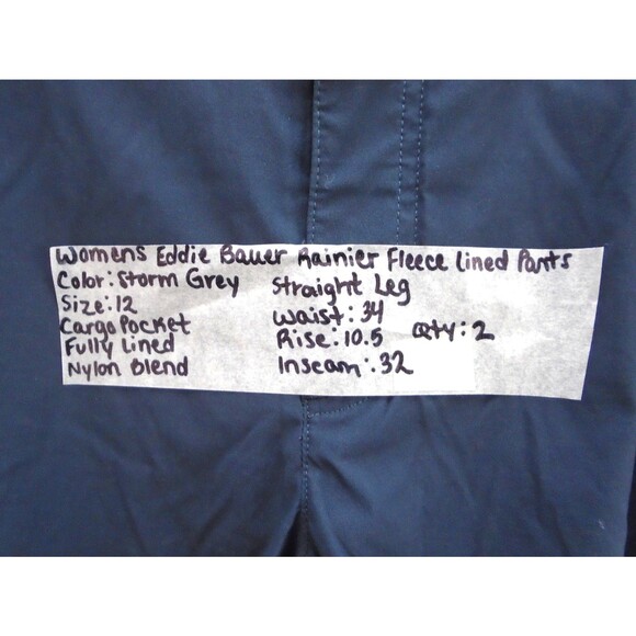 Eddie Bauer Pants Rainier Women Size 12 (34x32) Gray Fleece Lined Jogger - Picture 4 of 10